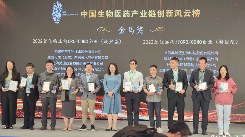 熊猫体育连续两年荣登“2022中国生物医药产业链创新风云榜”，获评“金马奖—2022最佳临床前CRO/CDMO企业 （成熟型）” 